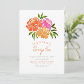 Hochzeitsempfang in Rosa Einladung (Stehend Vorderseite)