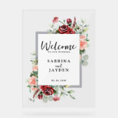 Hochzeitsempfang in Rosa Pfirsich und Korallen Acrylschild (Vorderseite)