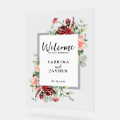 Hochzeitsempfang in Rosa Pfirsich und Korallen Acrylschild (Winkel)