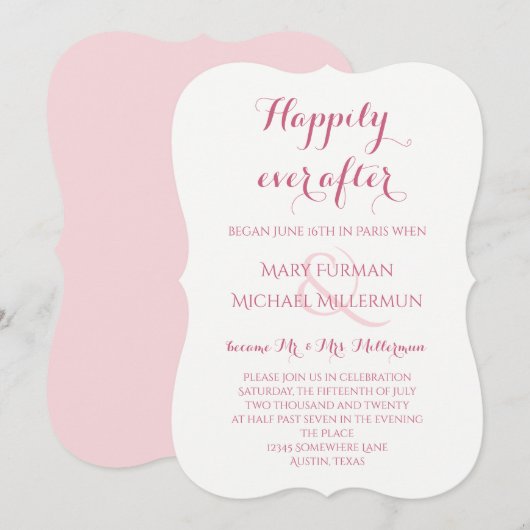 Hochzeitsempfang in Rose und Rosa Einladung (Vorne/Hinten)