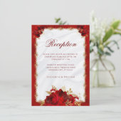 Hochzeitsempfang in Rot und Gold Begleitkarte (Stehend Vorderseite)