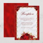 Hochzeitsempfang in Rot und Gold Begleitkarte (Vorne/Hinten)