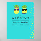 Hochzeitsempfang in Türkis und Lemon Summer Beach Poster (Vorne)