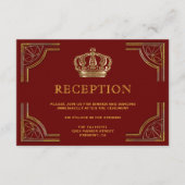 Hochzeitsempfang in Verzierter Crown Red Gold Begleitkarte (Vorderseite)