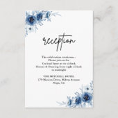 Hochzeitsempfang in Vintager Blauer Flora Begleitkarte (Vorderseite)