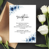 Hochzeitsempfang in Vintager Blauer Flora Begleitkarte