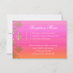Hochzeitsempfang Karte Indischer Damast Rosa Orang