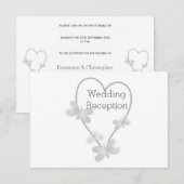 Hochzeitsempfang lädt Silberherz-Schmetterlinge ei Einladung (Vorne/Hinten)
