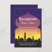 Hochzeitsempfang Lila arabische Nachtkarten Einladung (Vorne/Hinten)