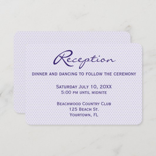 Hochzeitsempfang Lila Hearts Einladung (Vorne/Hinten)