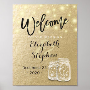 Hochzeitsempfang Mason Jar Lichterkette Poster