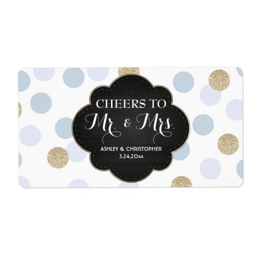 Hochzeitsempfang Mini Champagne Label Polka Dots (Vorne)