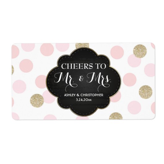 Hochzeitsempfang Mini Champagne Label Polka Dots (Vorne)