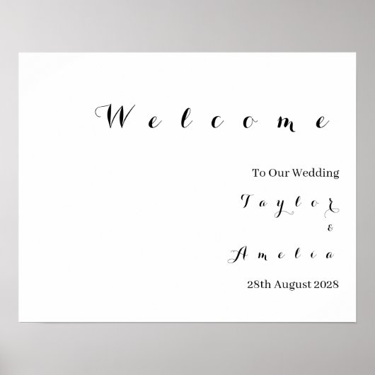 Hochzeitsempfang Minimal Moderne Typografie Poster (Vorne)
