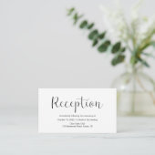 Hochzeitsempfang, minimales Design, Schwarzer Schr Begleitkarte (Stehend Vorderseite)