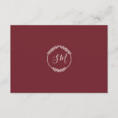 Hochzeitsempfang mit bemaltem Burgundy Leaf Begleitkarte (Rückseite)