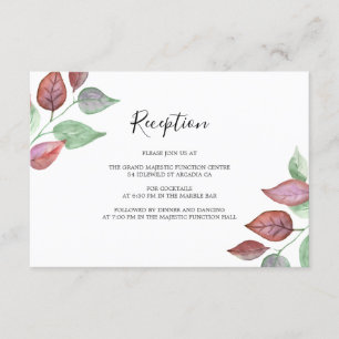 Hochzeitsempfang mit bemaltem Burgundy Leaf Begleitkarte