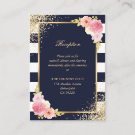 Hochzeitsempfang mit blauem Rosa Navy Begleitkarte