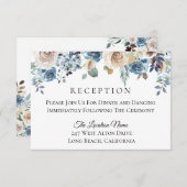 Hochzeitsempfang mit blauer Creme Einladung (Vorne/Hinten)