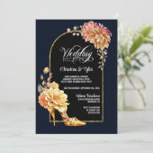 Hochzeitsempfang mit Blauer Ferse Hochzeitsempfang Einladung (Stehend Vorderseite)