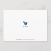 Hochzeitsempfang mit Blumen in Blau und Weiß Begleitkarte (Rückseite)