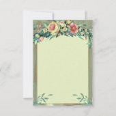 Hochzeitsempfang mit Blumengrün und Rosa Einladung (Rückseite)