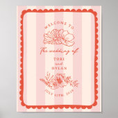 Hochzeitsempfang mit Blumenkalk Poster (Vorne)