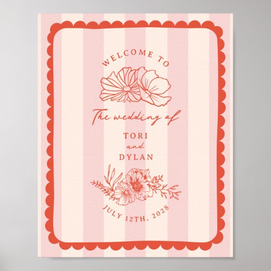 Hochzeitsempfang mit Blumenkalk Poster (Vorne)