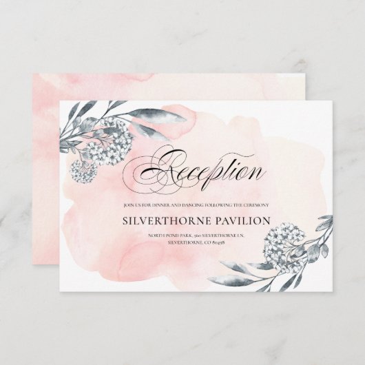 Hochzeitsempfang mit Blumenrot Einladung (Vorne/Hinten)