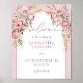 Hochzeitsempfang mit Blush-Pampas boho Poster (Vorne)