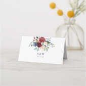 Hochzeitsempfang mit Burgunder Flora Platzkarte (Rückseite)