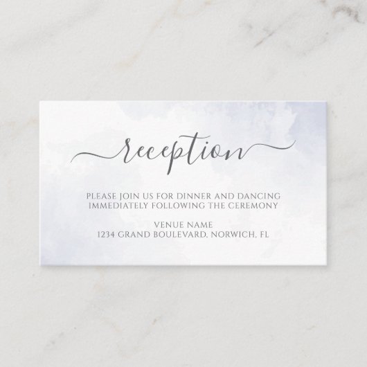 Hochzeitsempfang mit dunkelblauer Wasserfarbe Begleitkarte (Vorderseite)