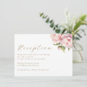 Hochzeitsempfang mit elegantem Blush Begleitkarte (Stehend Vorderseite)