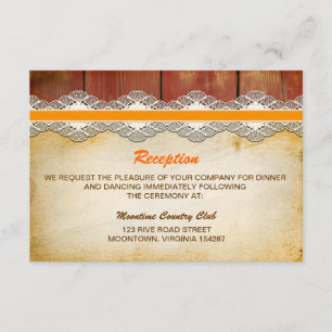 Hochzeitsempfang mit Holz und Spitze Design Einladung