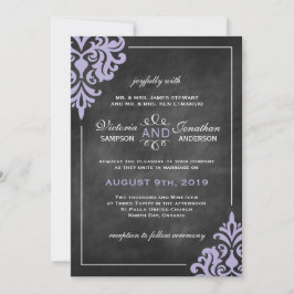 Hochzeitsempfang mit Kopfkarton und Lilac Damask Einladung