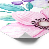 Hochzeitsempfang mit lila Blumenmotiv und Aquarell Poster (Ecke)