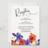 Hochzeitsempfang mit Lila Blumenwasser Einladung (Vorderseite)