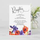 Hochzeitsempfang mit Lila Blumenwasser Einladung (Stehend Vorderseite)