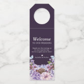 Hochzeitsempfang mit Lila Wasserfarbe Flaschenanhänger (Vorderseite)