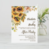 Hochzeitsempfang mit rustikaler Sonnenblume Einladung (Stehend Vorderseite)