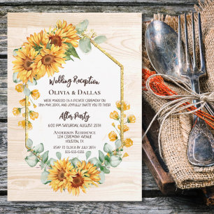 Hochzeitsempfang mit rustikaler Sonnenblume Einladung