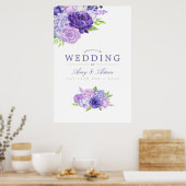 Hochzeitsempfang mit ultravioletter Wasserfarbe Poster (Küche)