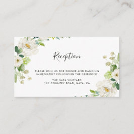 Hochzeitsempfang mit weißem Blumenwasser Begleitkarte