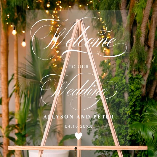 Hochzeitsempfang mit weißer Schrift Acrylschild