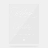 Hochzeitsempfang mit weißer Schrift Acrylschild (Vorderseite)