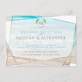 Hochzeitsempfang | Moderner monogram Strand Begleitkarte