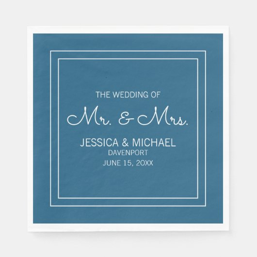 Hochzeitsempfang Modernes, elegantes Blau Serviette (Vorderseite)