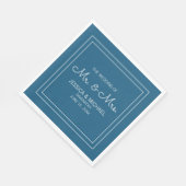 Hochzeitsempfang Modernes, elegantes Blau Serviette (Ecke)