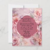 Hochzeitsempfang nach Party Feier Rosa Mitteilungskarte (Rückseite)