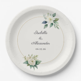 Hochzeitsempfang Namen und Datum der Neuvermählten Pappteller